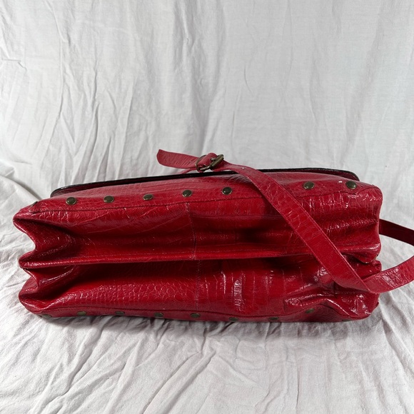 Caggiano Vintage Red Leather Briefcase Messenger Bag - Picture 6 of 14